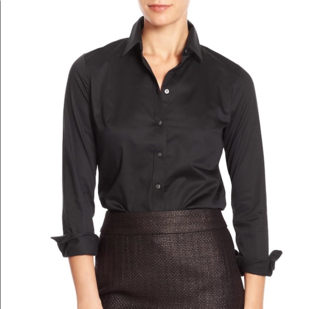 BANANA REPUBLIC BLACK NON-IRON BUTTON-DOWN SHIRT
